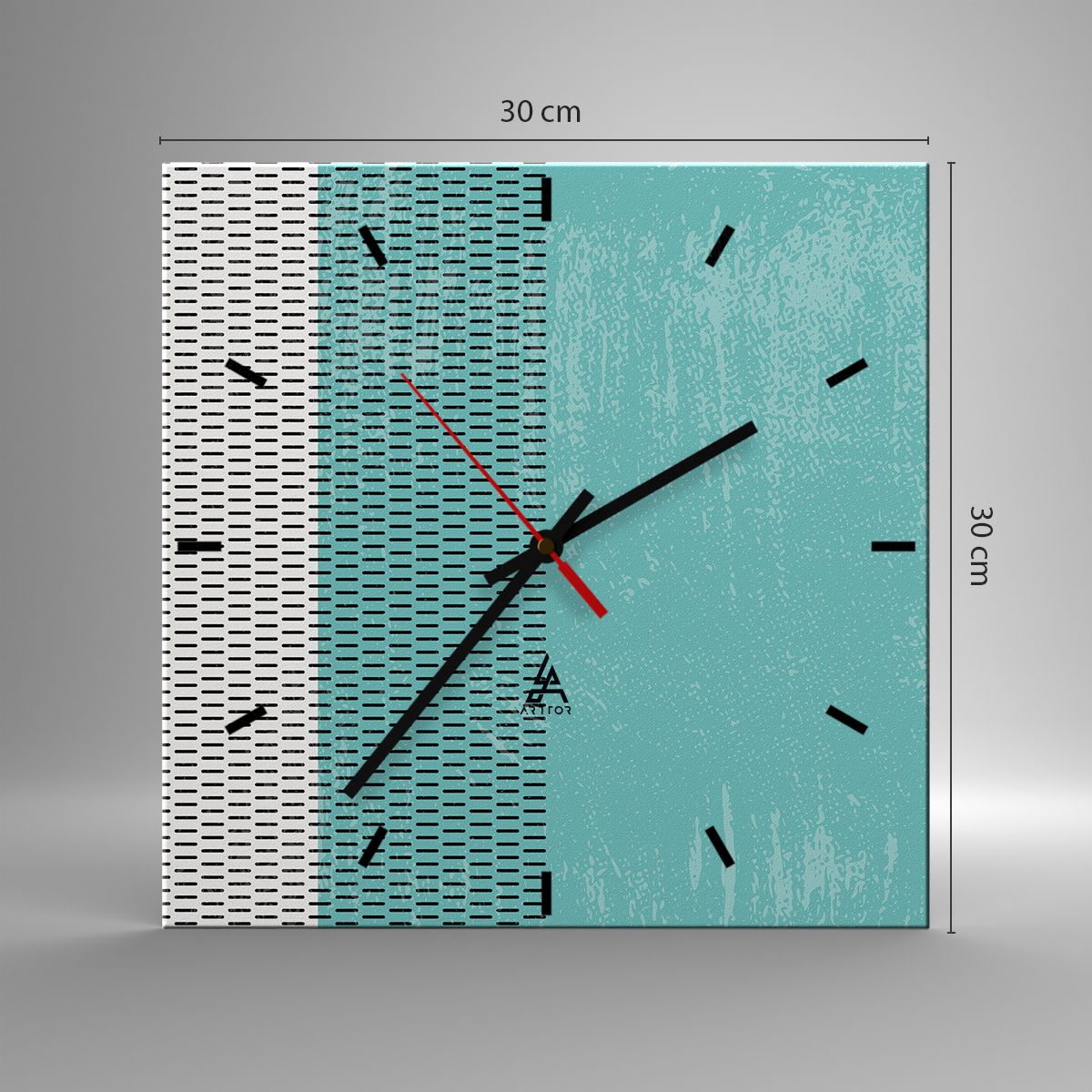Orologio da parete Arttor - Composizione equilibrata - Quadrante con  trattini, Forma: Quadrato - 30x30 cm - Astrazione, Grafica, Arte