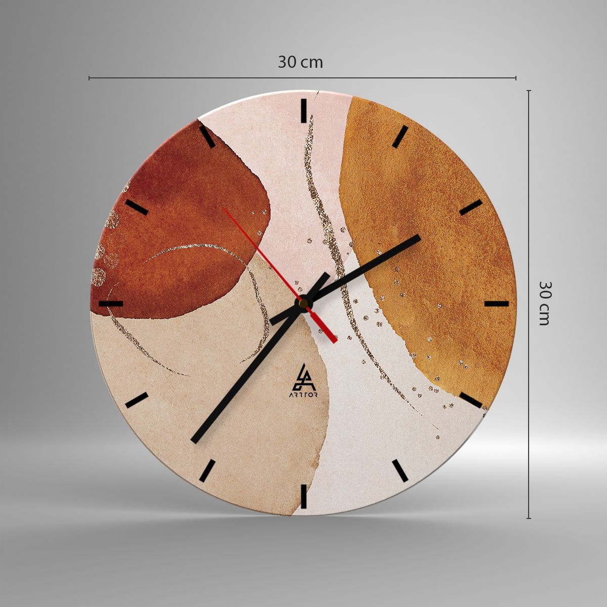 Orologio da parete Arttor - Rotondità e movimento - Quadrante con trattini,  Forma: Cerchio - 30x30 cm - Astrazione, Arte, Modello Moderno