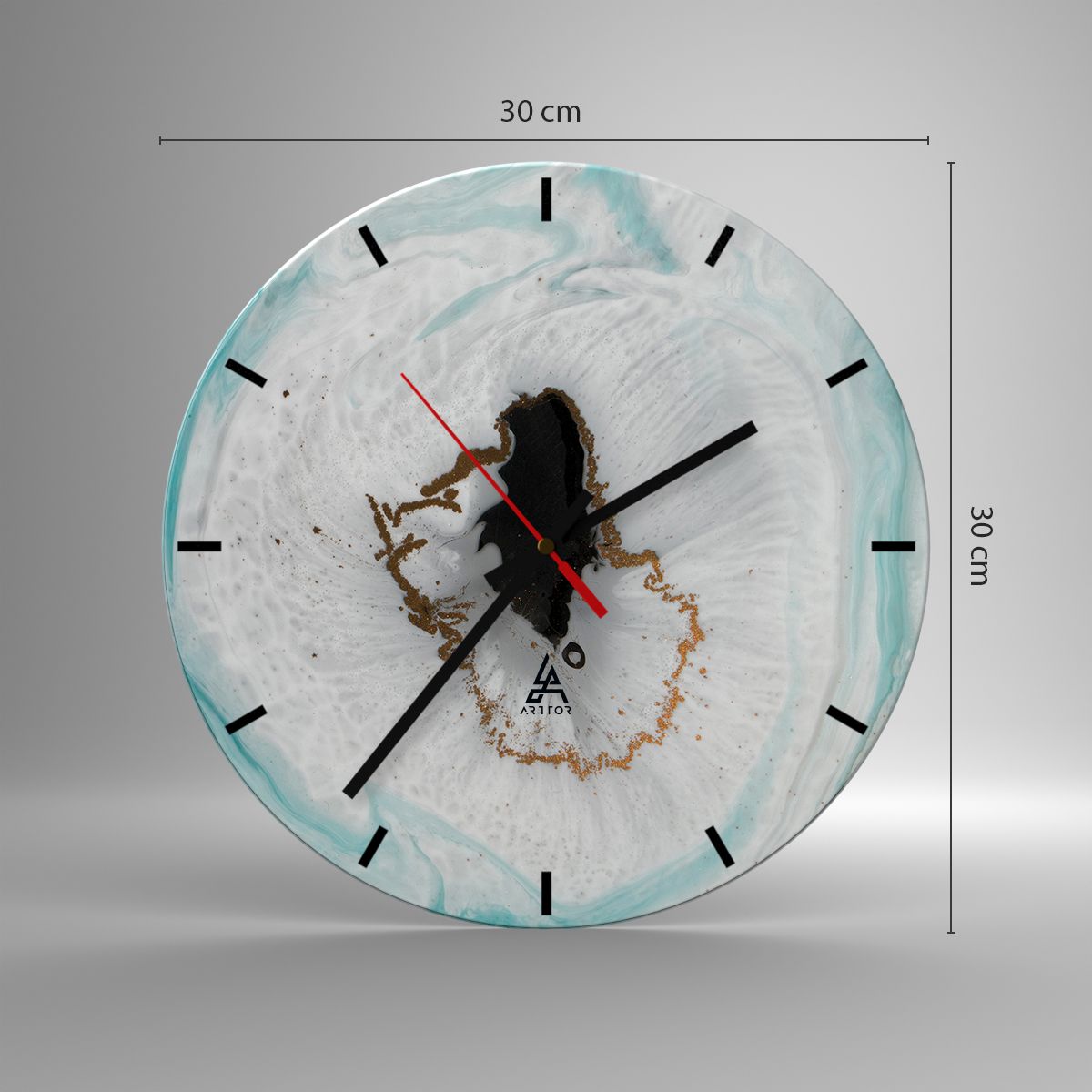 Orologio da parete Arttor - Penetrare all'interno - Quadrante con trattini,  Forma: Cerchio - 30x30 cm - Astrazione, Arte, Calcolo