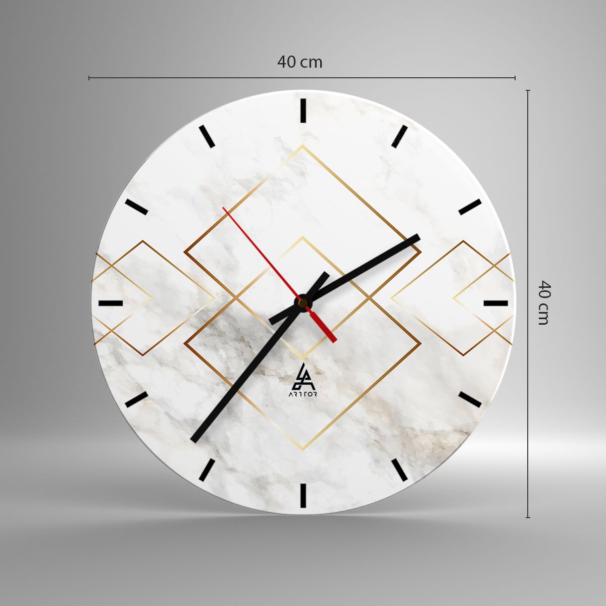 Orologio da parete Arttor - Vista sull'infinito - Quadrante con trattini,  Forma: Cerchio - 40x40 cm - Astrazione, Arte, Marmo