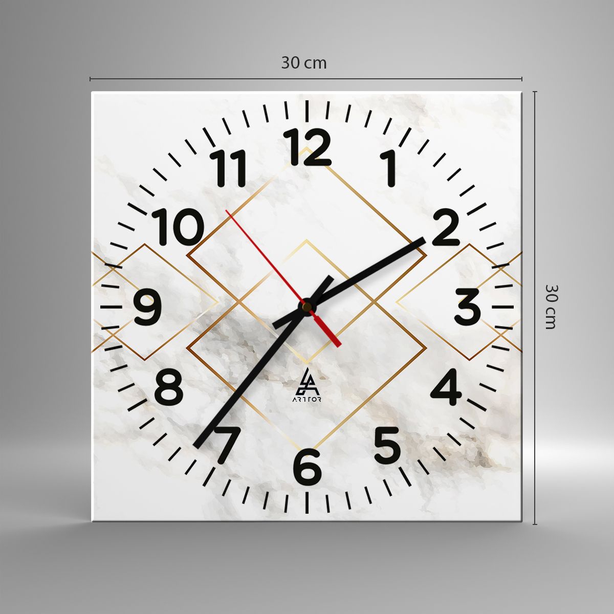Orologio da parete Arttor - Vista sull'infinito - Quadrante con numeri,  Forma: Quadrato - 30x30 cm - Astrazione, Arte, Marmo