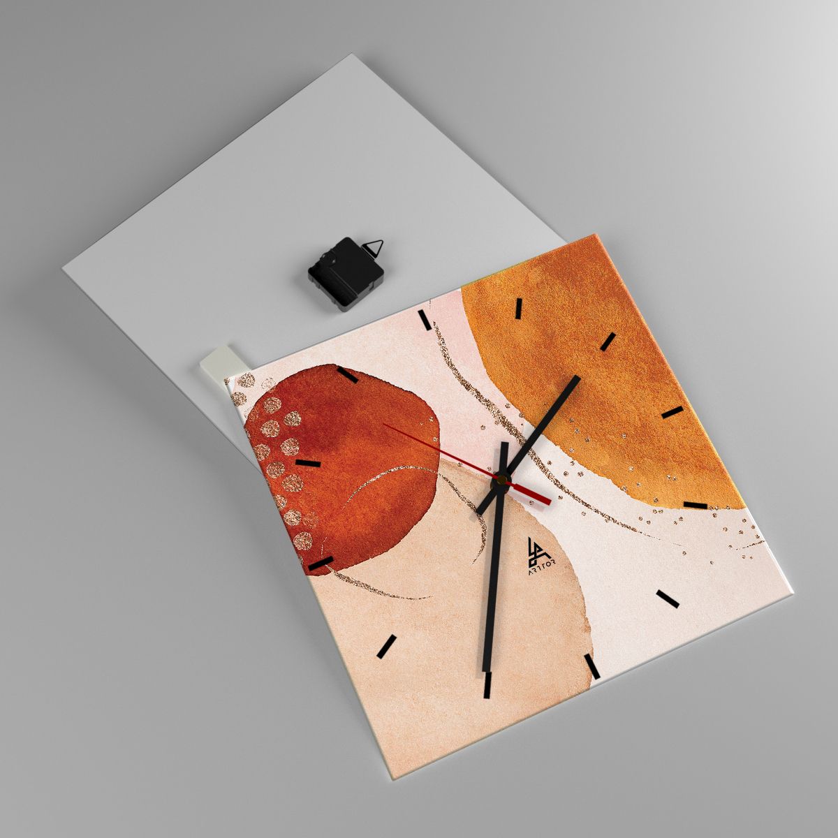 Orologio da parete Arttor - Rotondità e movimento - Quadrante con trattini,  Forma: Quadrato - 40x40 cm - Astrazione, Arte, Modello Moderno
