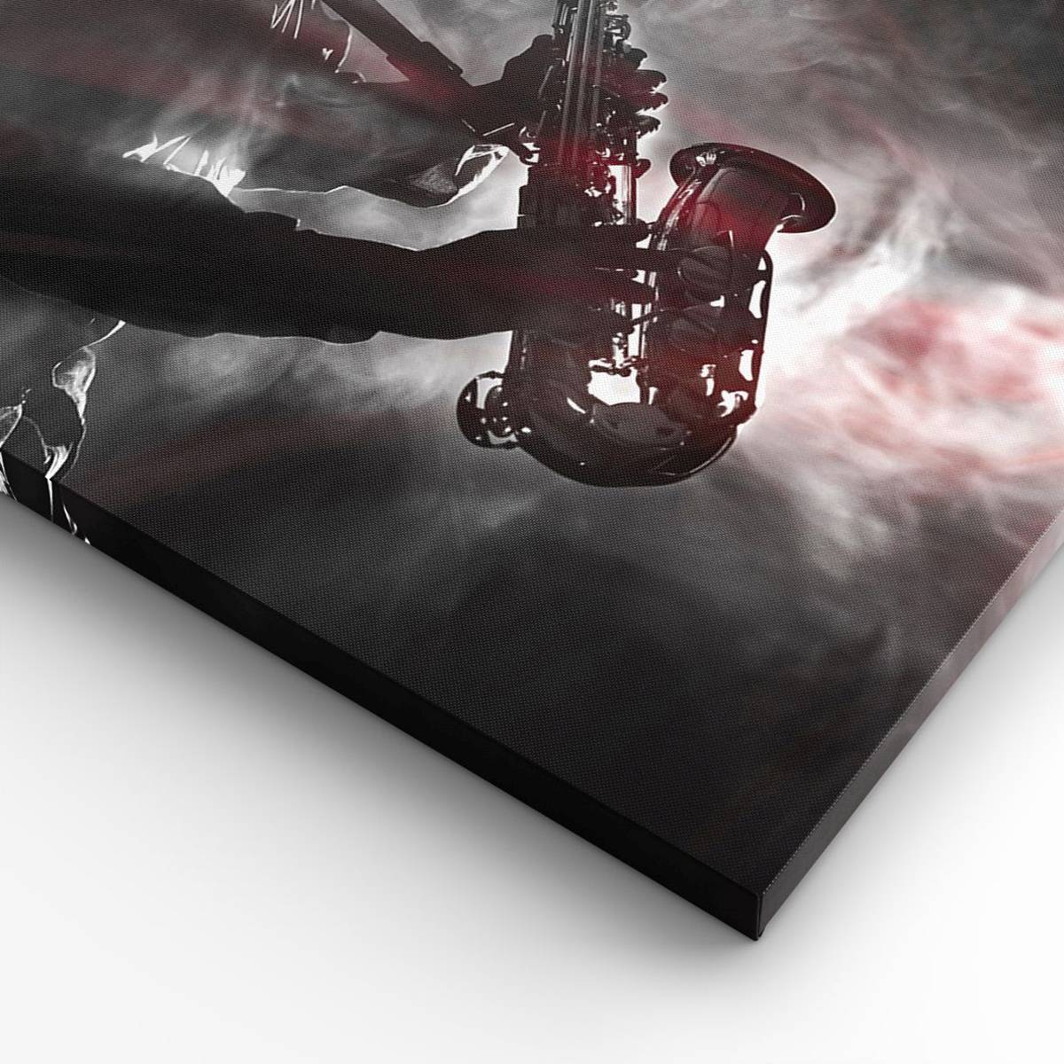 Tableau décoratif en toile avec cadre en bois design saxophoniste Forme