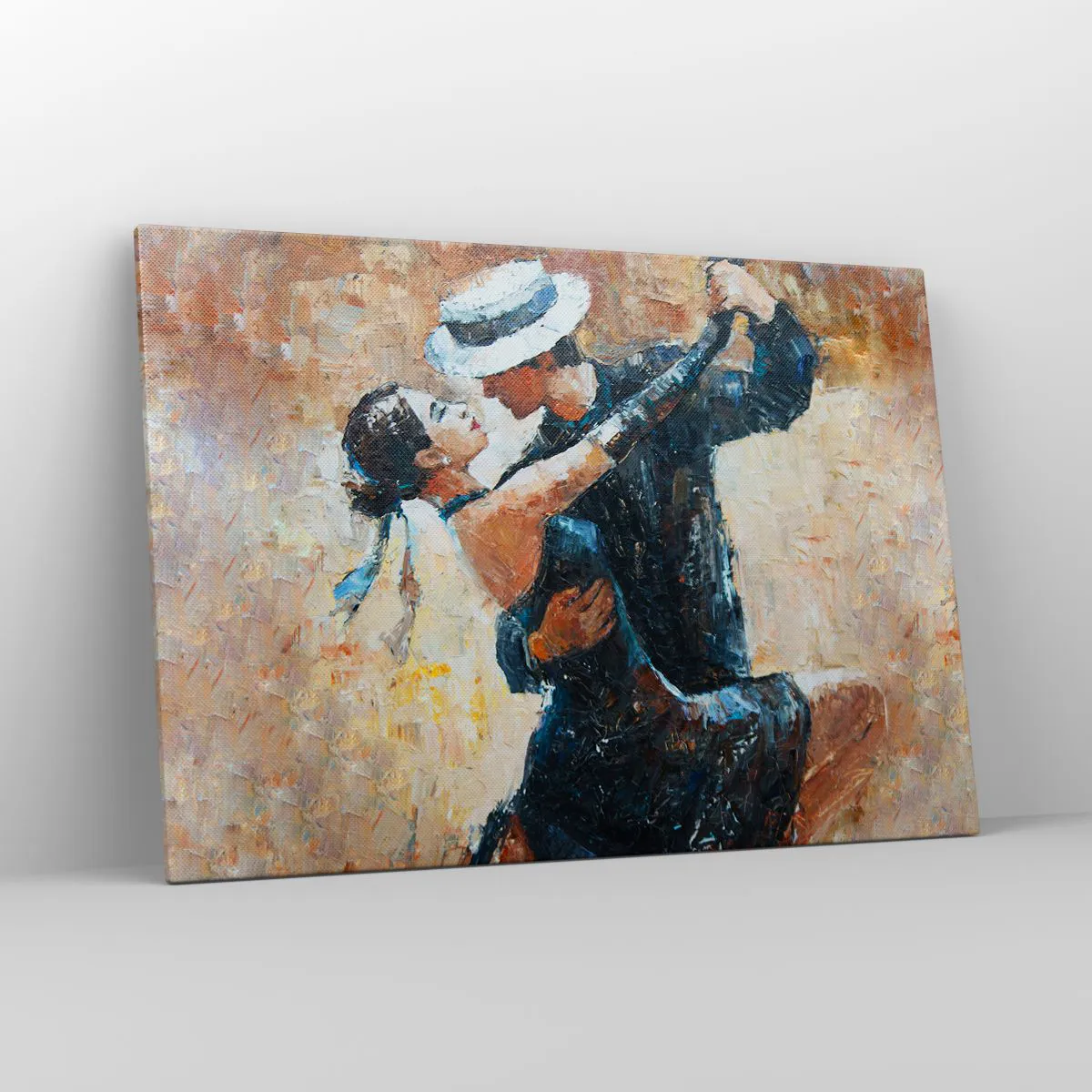 Quadro su tela - Stampe su Tela - Una coppia che balla il tango in uno stile romantico ed elegante - 100x70cm - Alla Rodolfo Valentino - Decorazione murale moderna per soggiorno e camera da letto ARTTOR