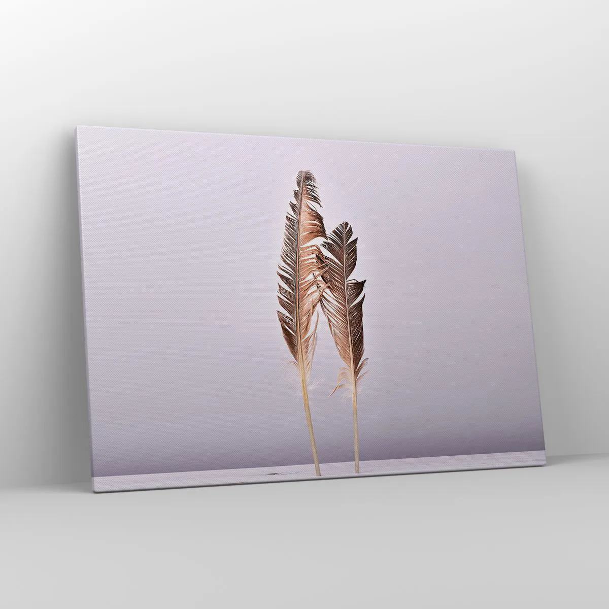 Impression sur toile - Image sur toile - Plumes délicates sur fond clair dans un style minimaliste - 100x70cm - Face au néant - Décoration murale moderne pour le salon et la chambre ARTTOR