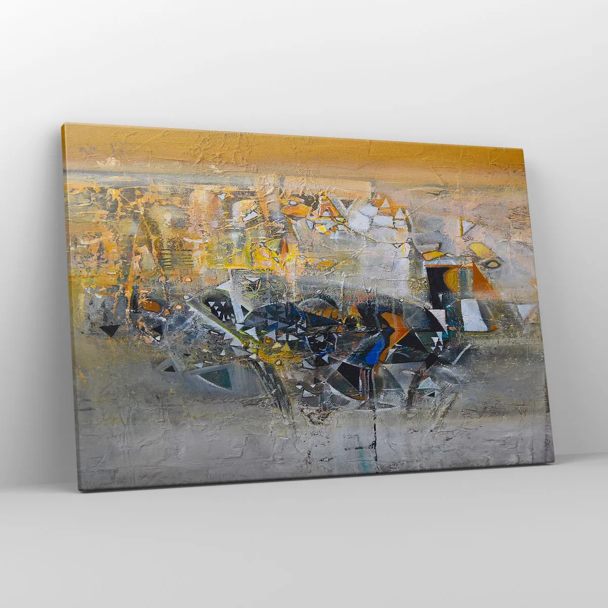 Bild auf Leinwand - Leinwandbild - Abstraktion mit dominanten Gelb- und Grautönen - 120x80cm - Alles wird gut - Moderne Wanddekoration für Wohnzimmer und Schlafzimmer ARTTOR