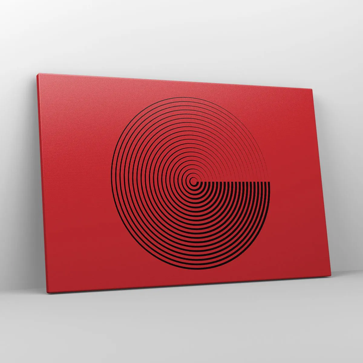 Impression sur toile - Image sur toile - Cercles concentriques sur fond rouge - 120x80cm - Mouvement circulaire - Décoration murale moderne pour le salon et la chambre ARTTOR