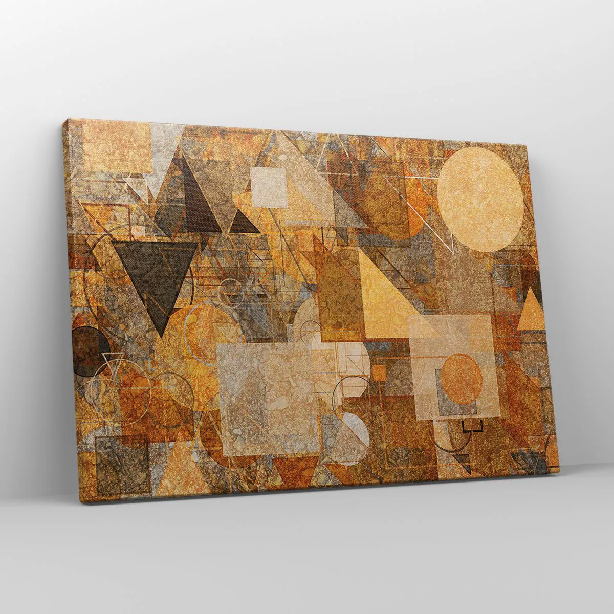Canvas picture - Abstract geometric figures in warm shades - 70x50cm - Cubist Study in Brown - Modern wall decoration for the living room and bedroom ARTTOR