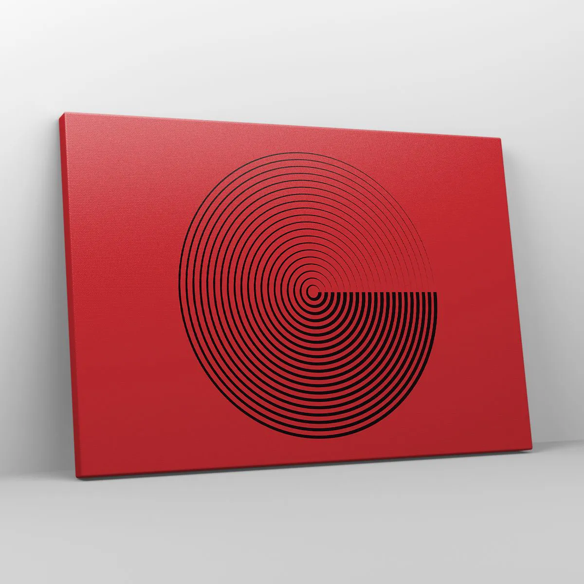 Canvas picture - Concentric circles on a red background - 70x50cm - Circular Movement - Modern wall decoration for the living room and bedroom ARTTOR