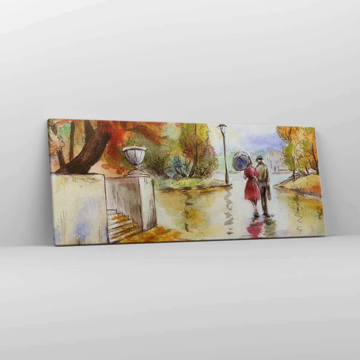 Quadro su tela - Stampe su Tela - Autunno romantico nel parco - 100x40 cm