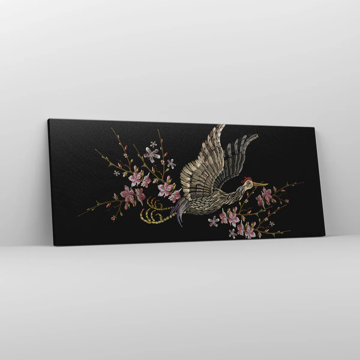Canvas picture - Exotic, Embroidered Bird - 100x40 cm
