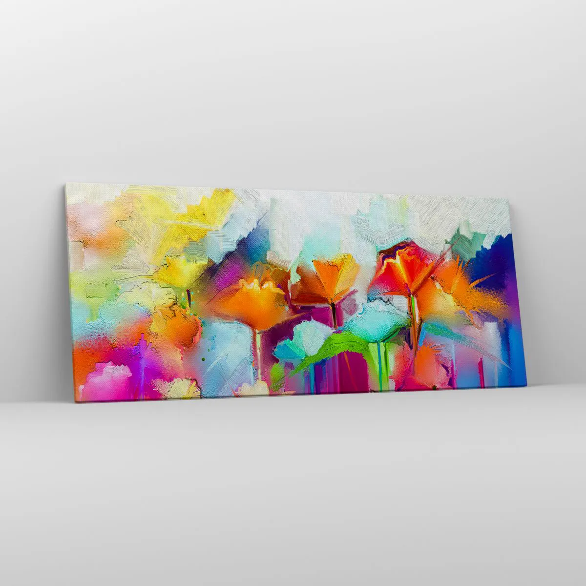 Lærredstryk - Billede på lærred - Regnbuen i blomstring - 120x50 cm