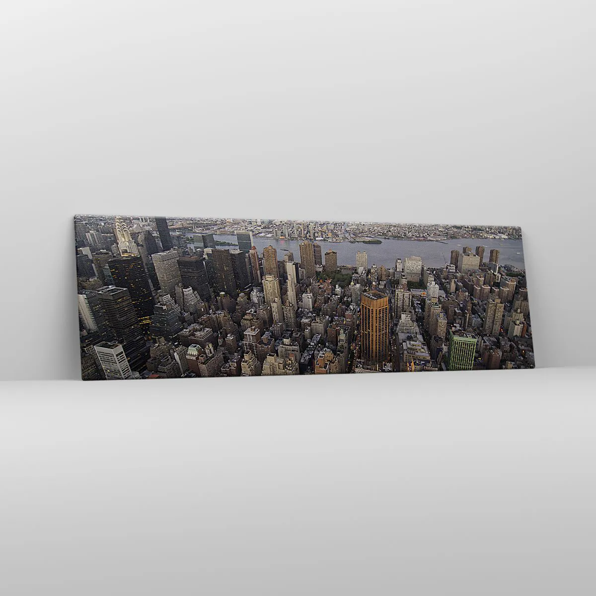 Impression sur toile - Image sur toile - Vue de la métropole avec le soleil couchant - 160x50cm - Le cœur battant de notre époque - Décoration murale moderne pour le salon et la chambre ARTTOR