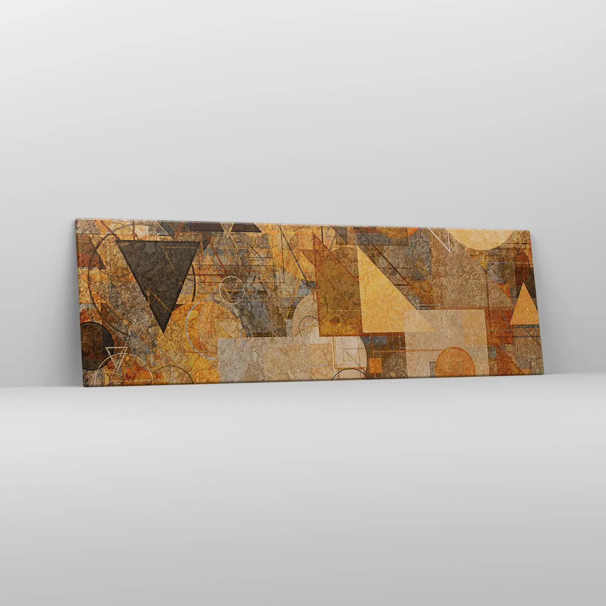 Obraz na plátně - Kubistická bronzová studie - 160x50 cm