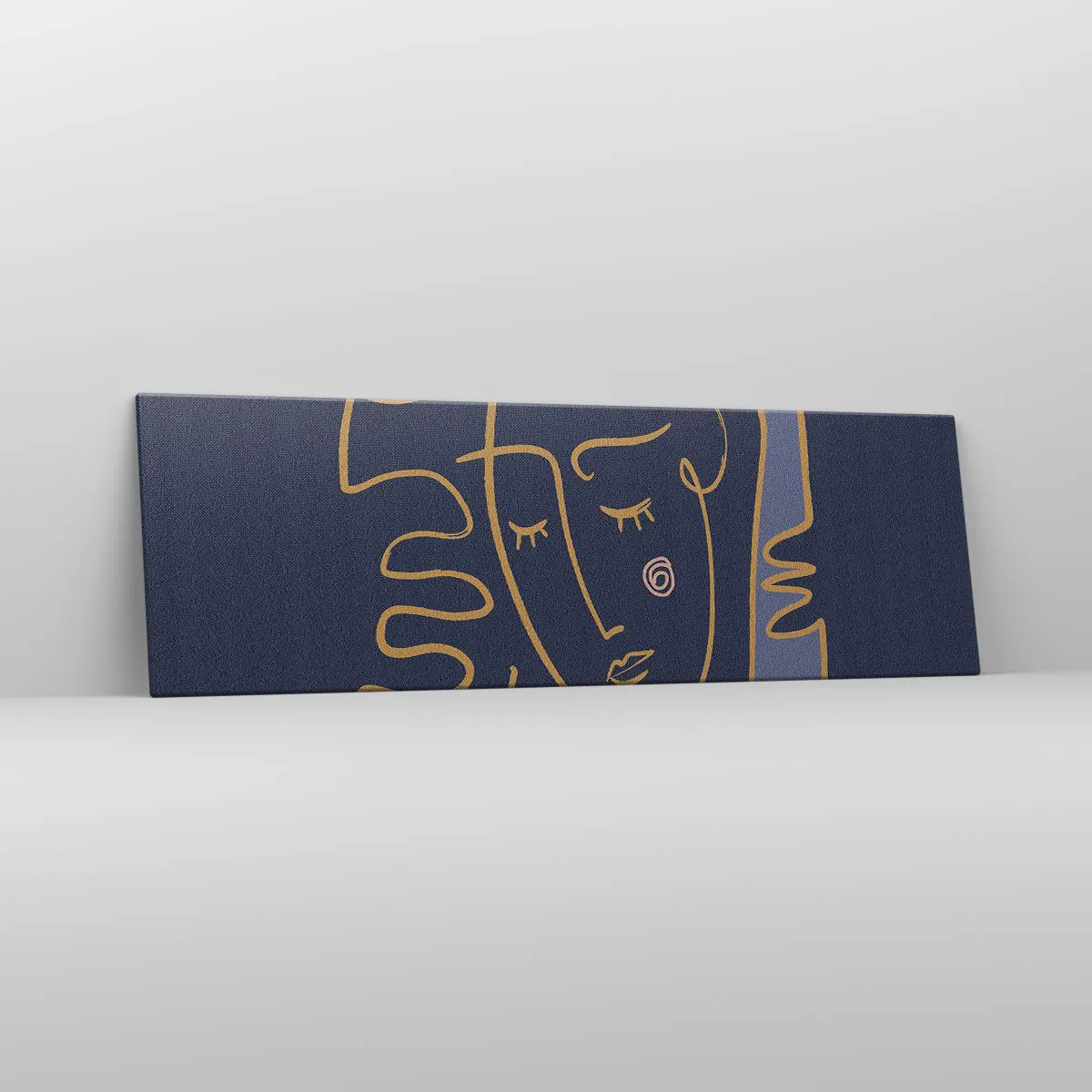 Impression sur toile - Image sur toile - Portrait de visage abstrait dans un style minimaliste - 160x50cm - En réflexion - Décoration murale moderne pour le salon et la chambre ARTTOR