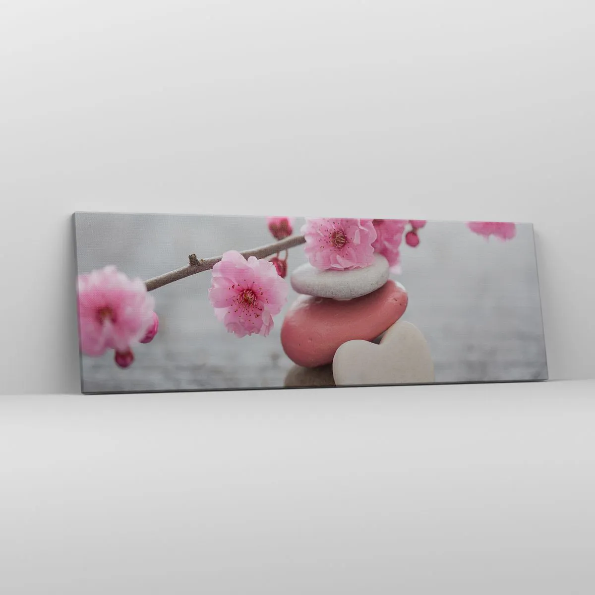 Bild auf Leinwand - Leinwandbild - Glückseligkeit mit einer Kirschblüte - 90x30 cm