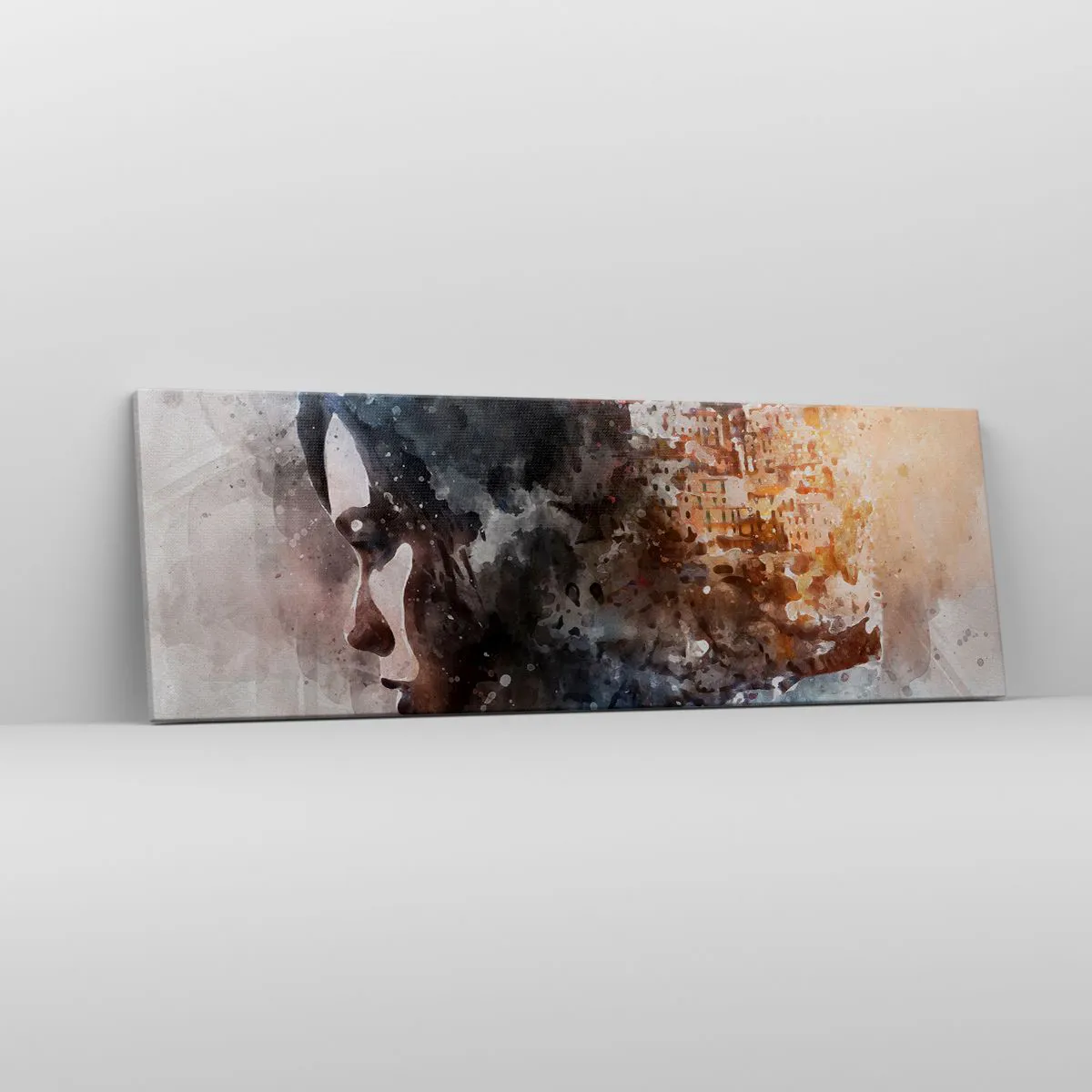 Canvas picture - Tale about a Girl with a City in the Background - 90x30 cm