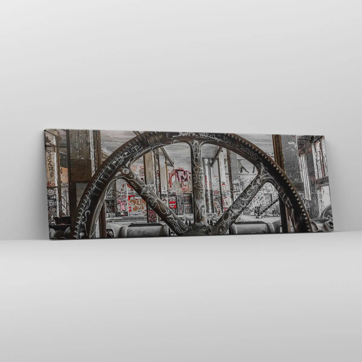 Obraz na plátně - Tajný život továrny - 90x30 cm