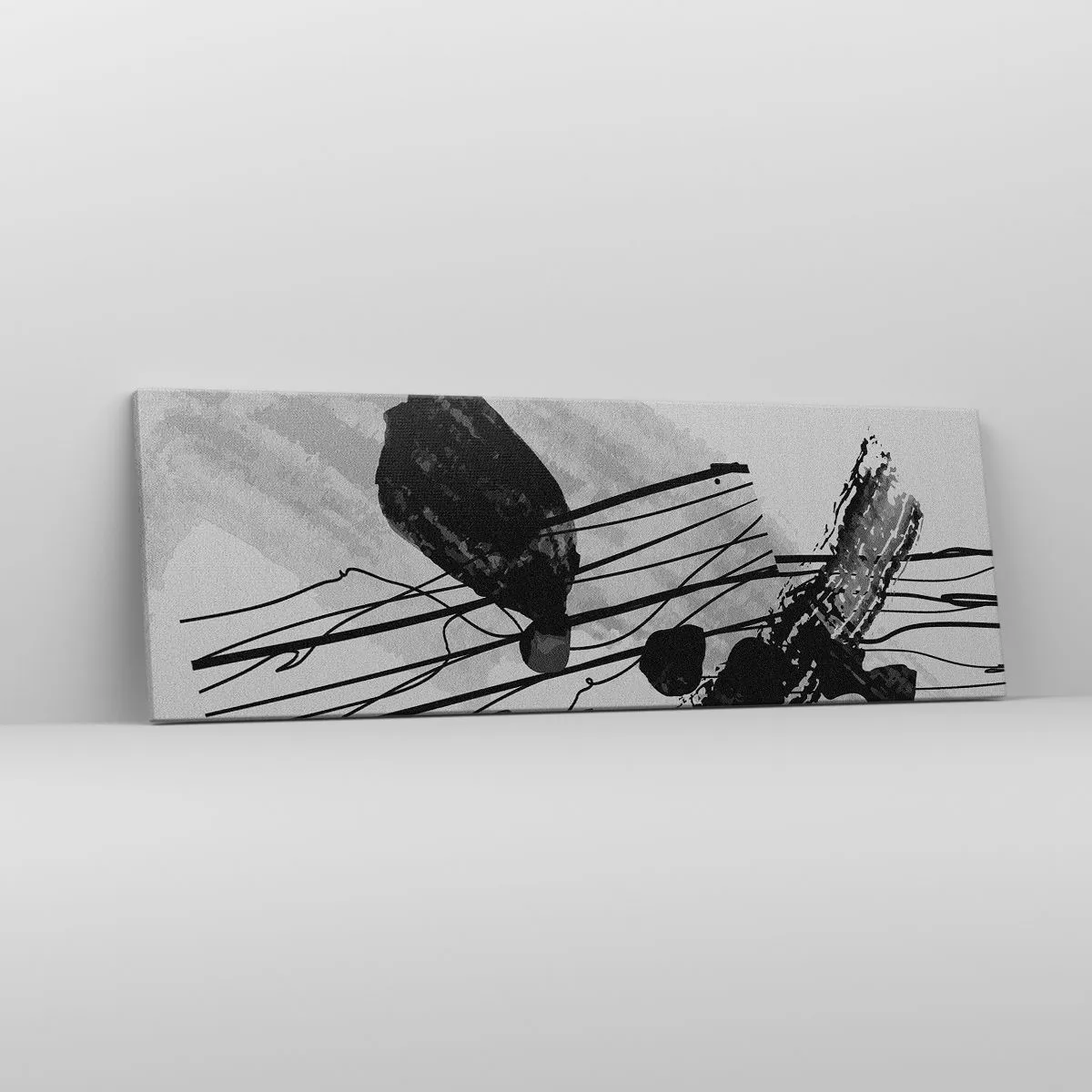 Impression sur toile - Image sur toile - Abstraction organique noir et blanc - 90x30 cm