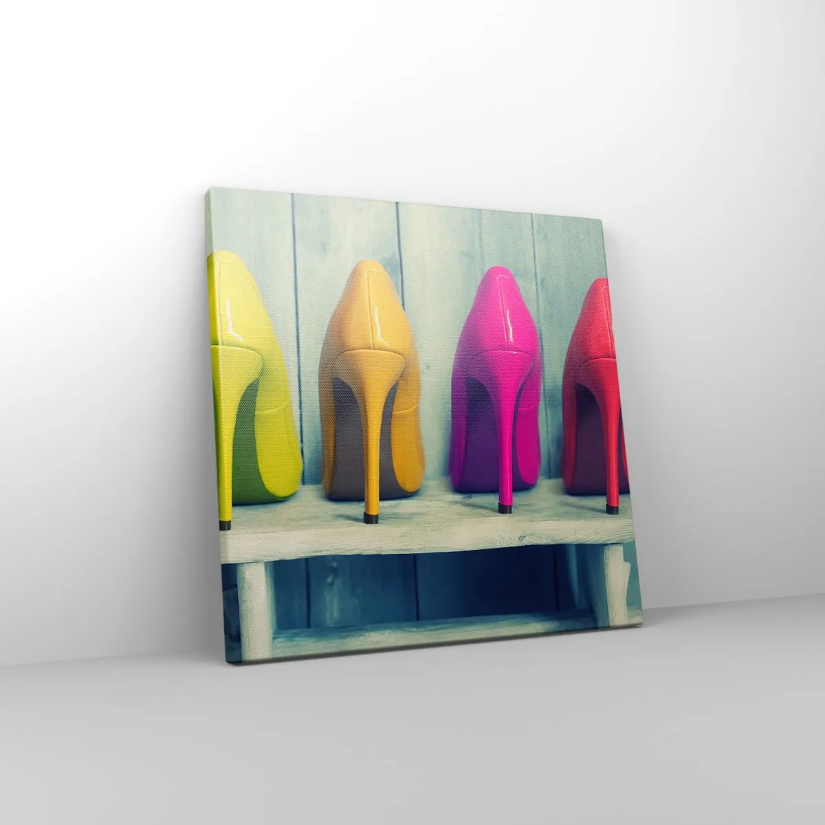 Schilderen op canvas - Loop op de regenboog - 30x30 cm