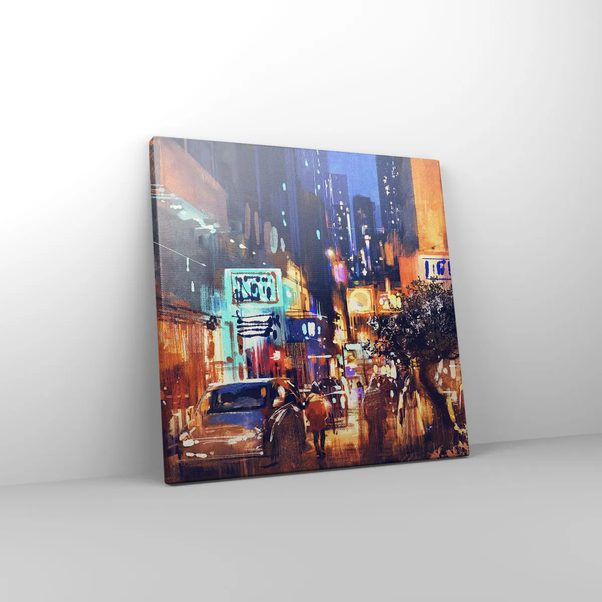 Lærredstryk - Billede på lærred - Og byen sover ikke - 30x30 cm