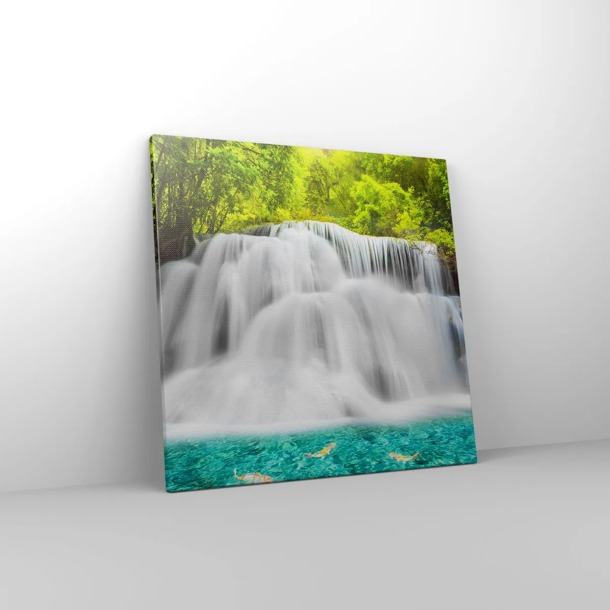 Quadro su tela - Stampe su Tela - Cascata spumeggiante dal verde all'azzurro - 50x50 cm