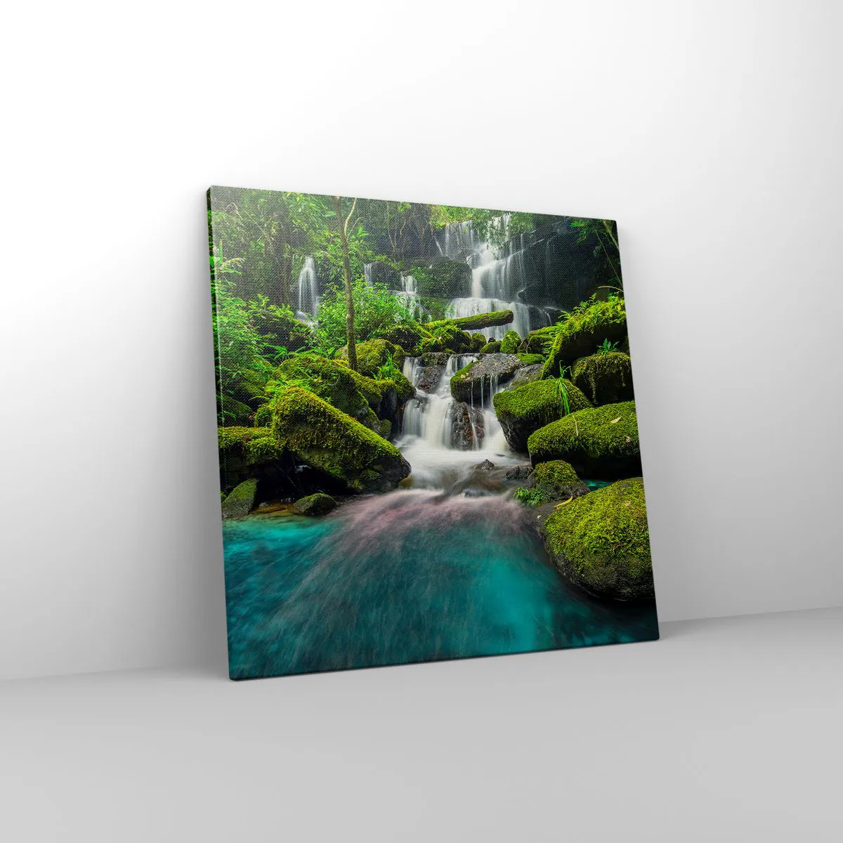 Quadro su tela - Stampe su Tela - Turchese, zaffiro e argento liquido - 50x50 cm