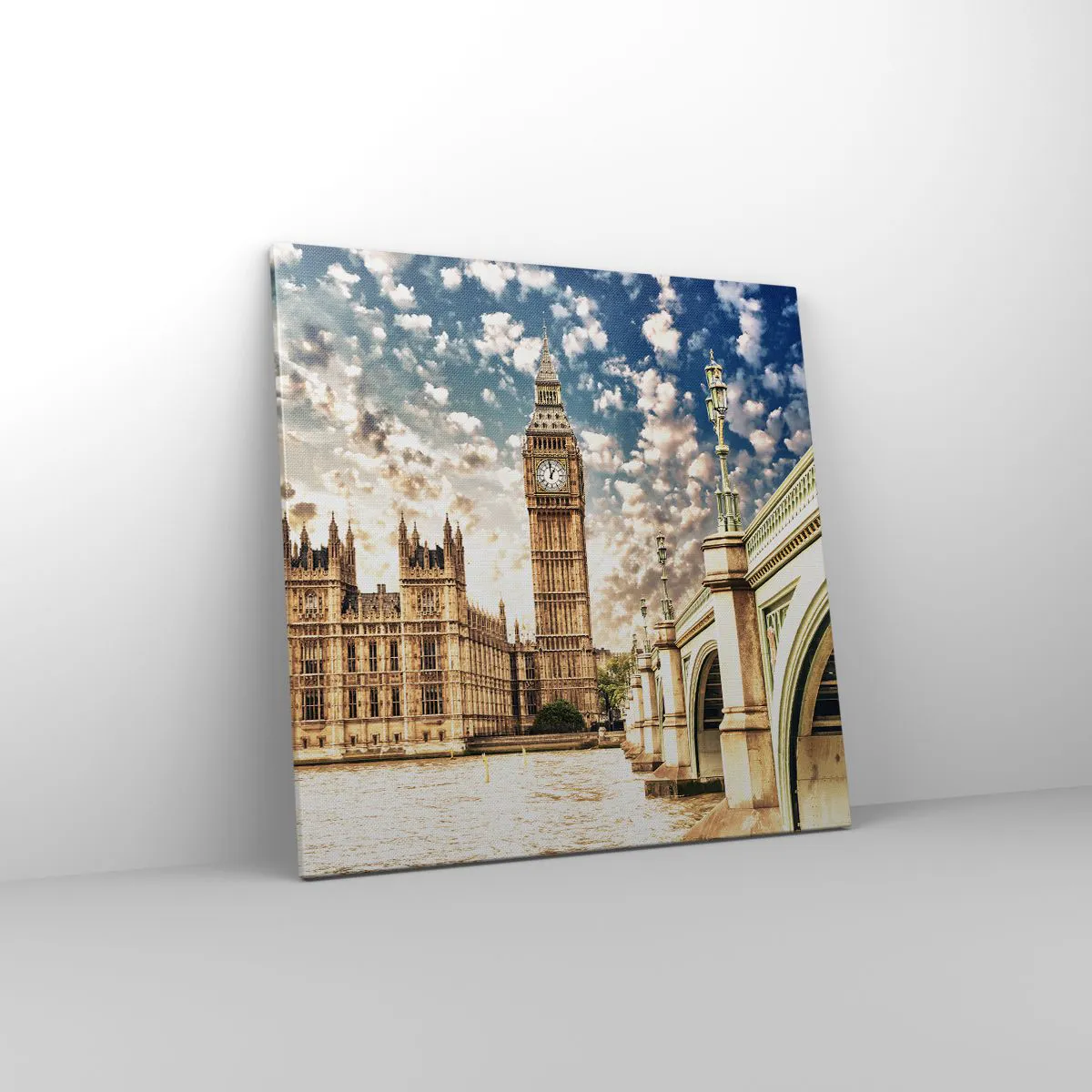 Cuadro sobre lienzo - Impresión de Imagen - Nubes sobre el Támesis - 60x60 cm