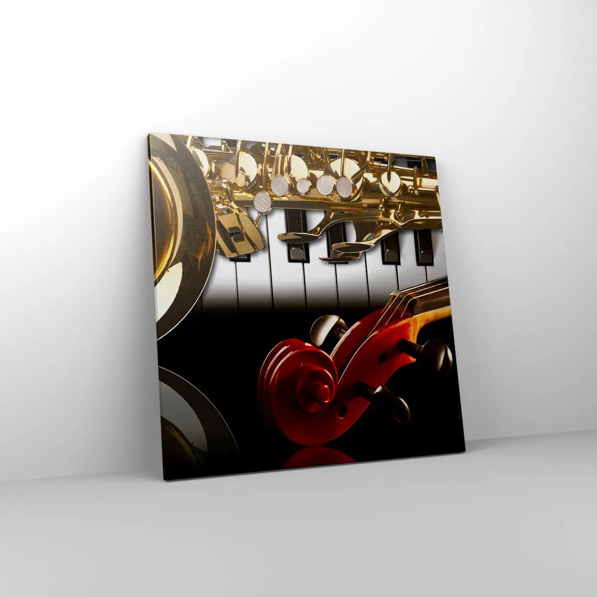 Lærredstryk - Billede på lærred - Metalplader, træ og elfenben - 60x60 cm