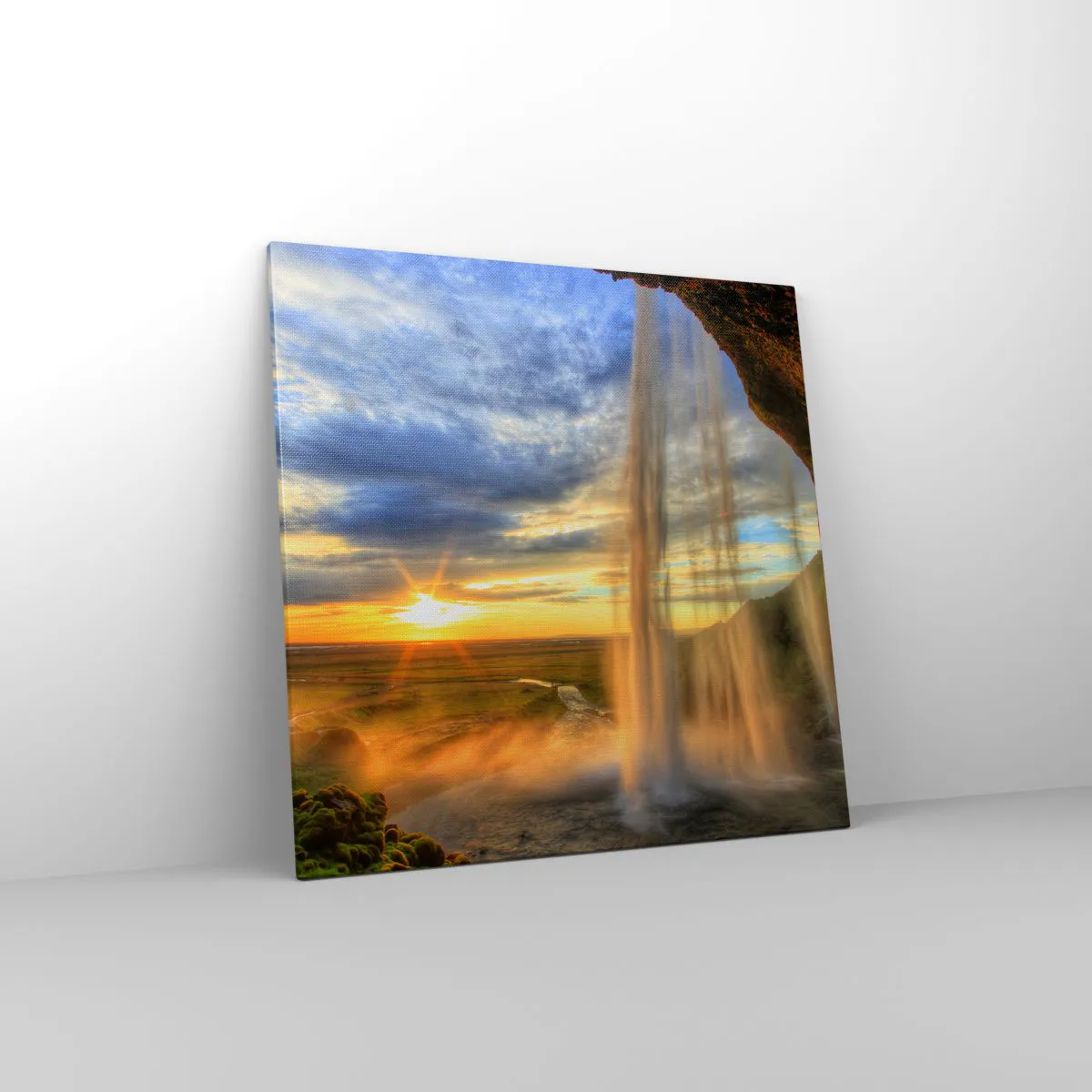 Impression sur toile - Image sur toile - Le monde derrière un voile de gouttes - 70x70 cm