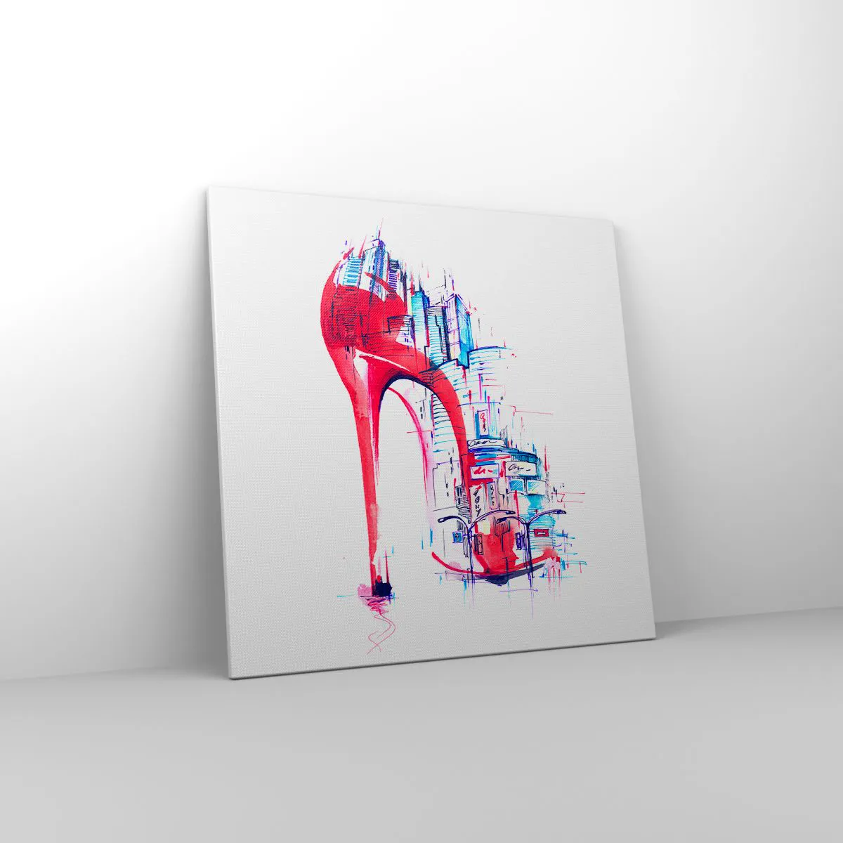 Lærredstryk - Billede på lærred - Elegant kvinde fra storbyen - 70x70 cm