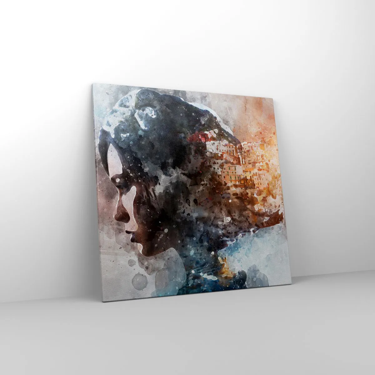 Obraz na płótnie - Opowieść o dziewczynie z miastem w tle - 70x70 cm