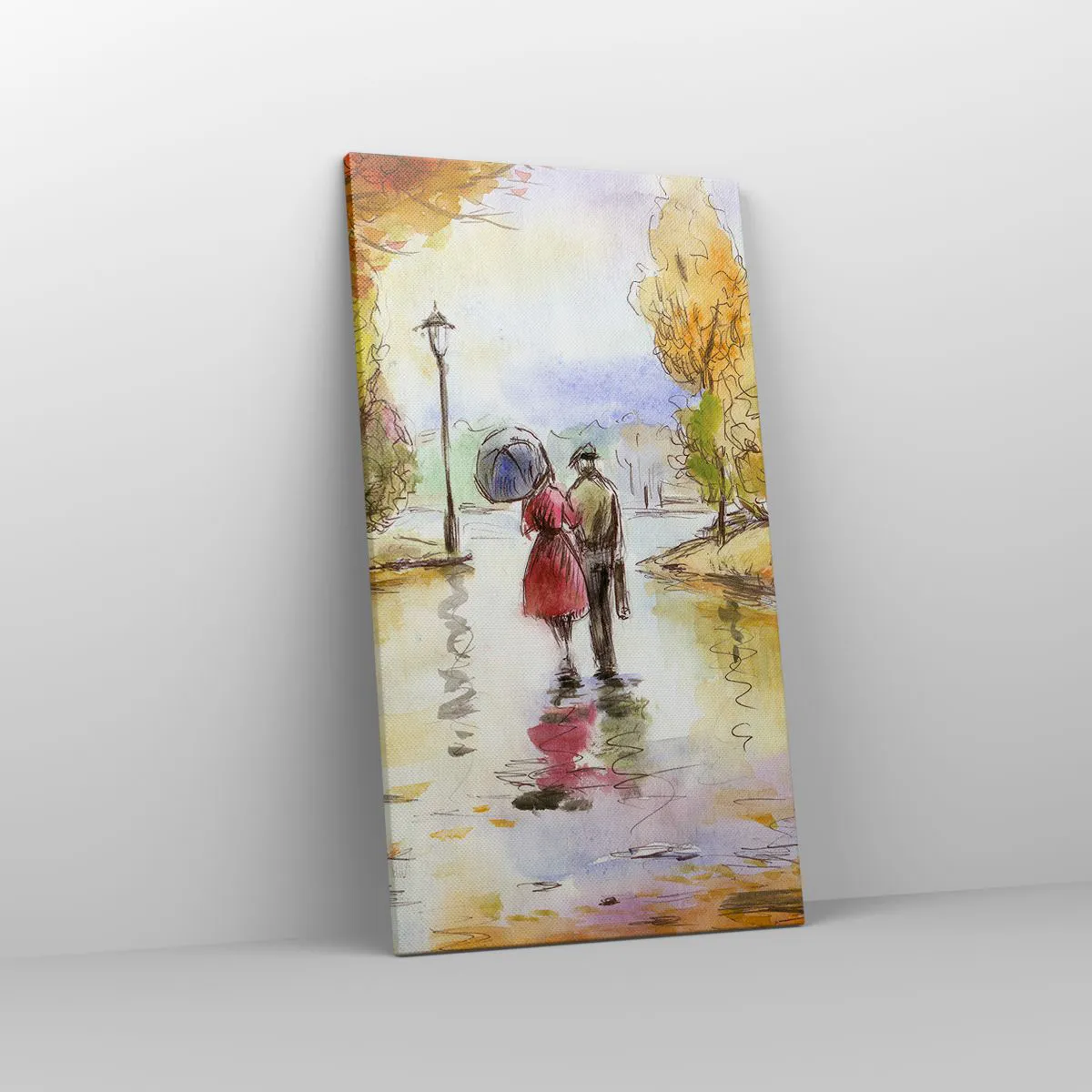 Cuadro sobre lienzo - Impresión de Imagen - Un otoño romántico en el parque - 45x80 cm