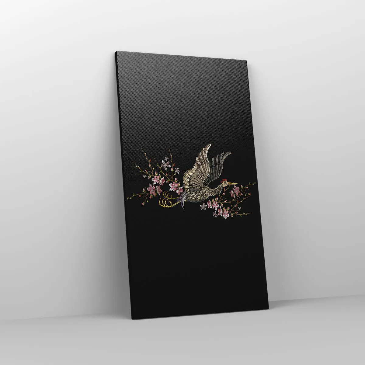 Impression sur toile - Image sur toile - Oiseau brodé exotique - 45x80 cm