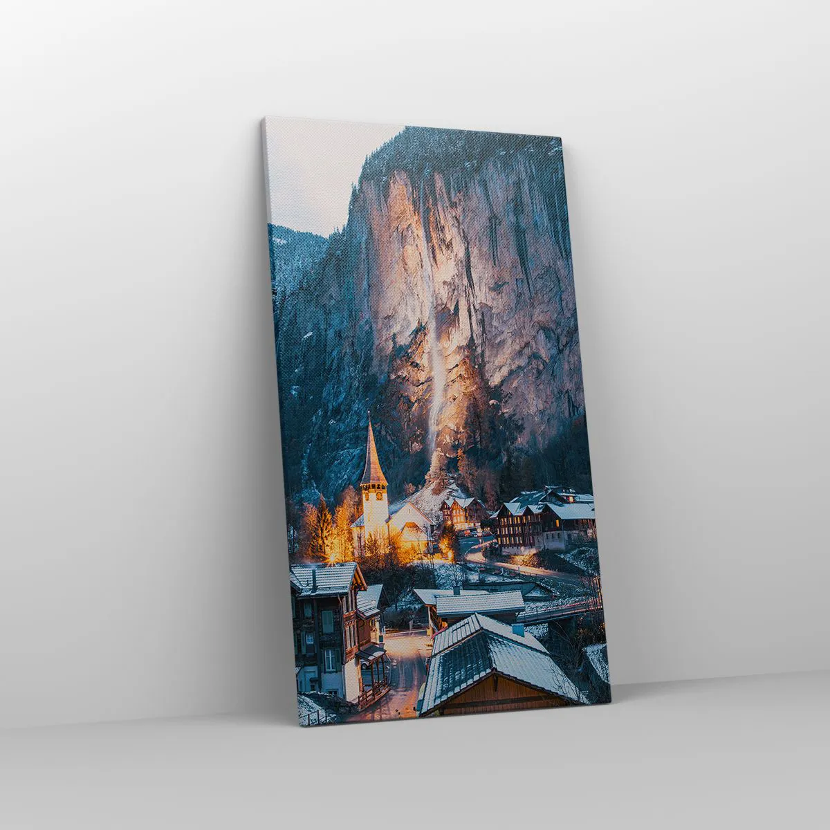 Lærredstryk - Billede på lærred - Vinterens lysende ånd - 45x80 cm