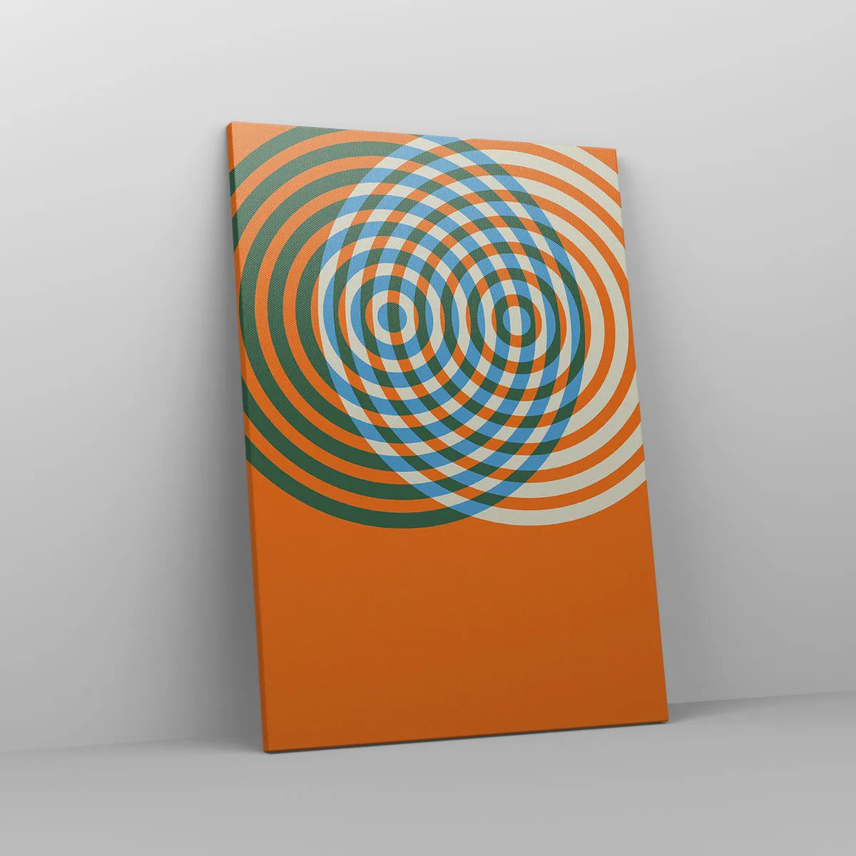 Cuadro sobre lienzo - Impresión de Imagen - Círculos concéntricos sobre un fondo naranja - 50x70cm - Círculos y abstracción - Decoración de pared moderna para salón y dormitorio ARTTOR