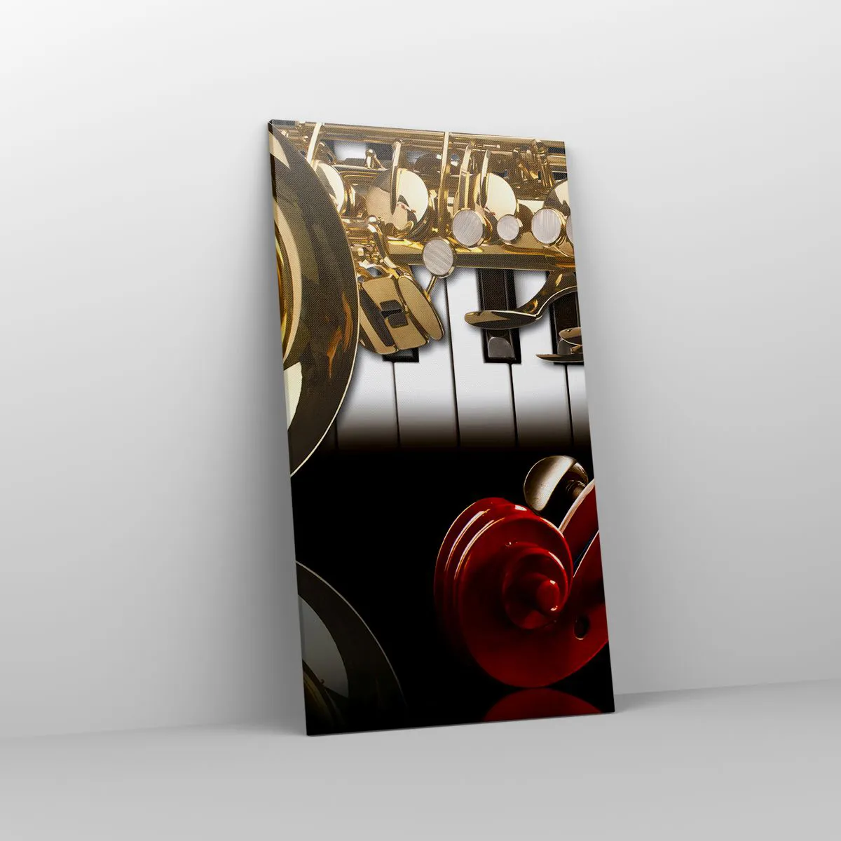 Lærredstryk - Billede på lærred - Metalplader, træ og elfenben - 55x100 cm