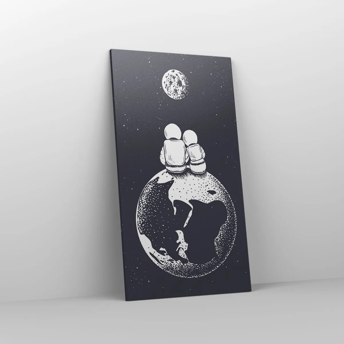Lærredstryk - Billede på lærred - En kosmisk kærlighedshistorie - 55x100 cm