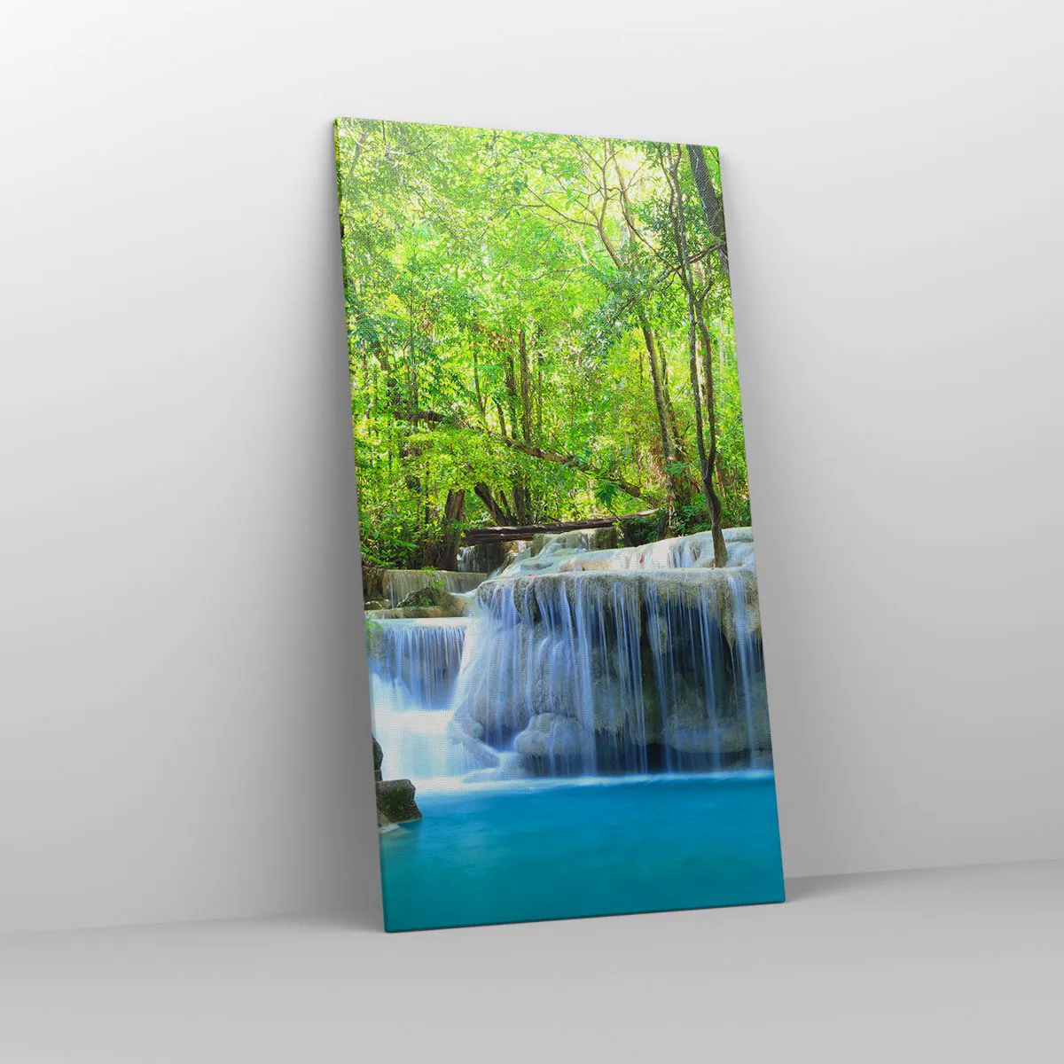 Quadro em tela - Afogar-se na turquesa e vegetação - 65x120 cm