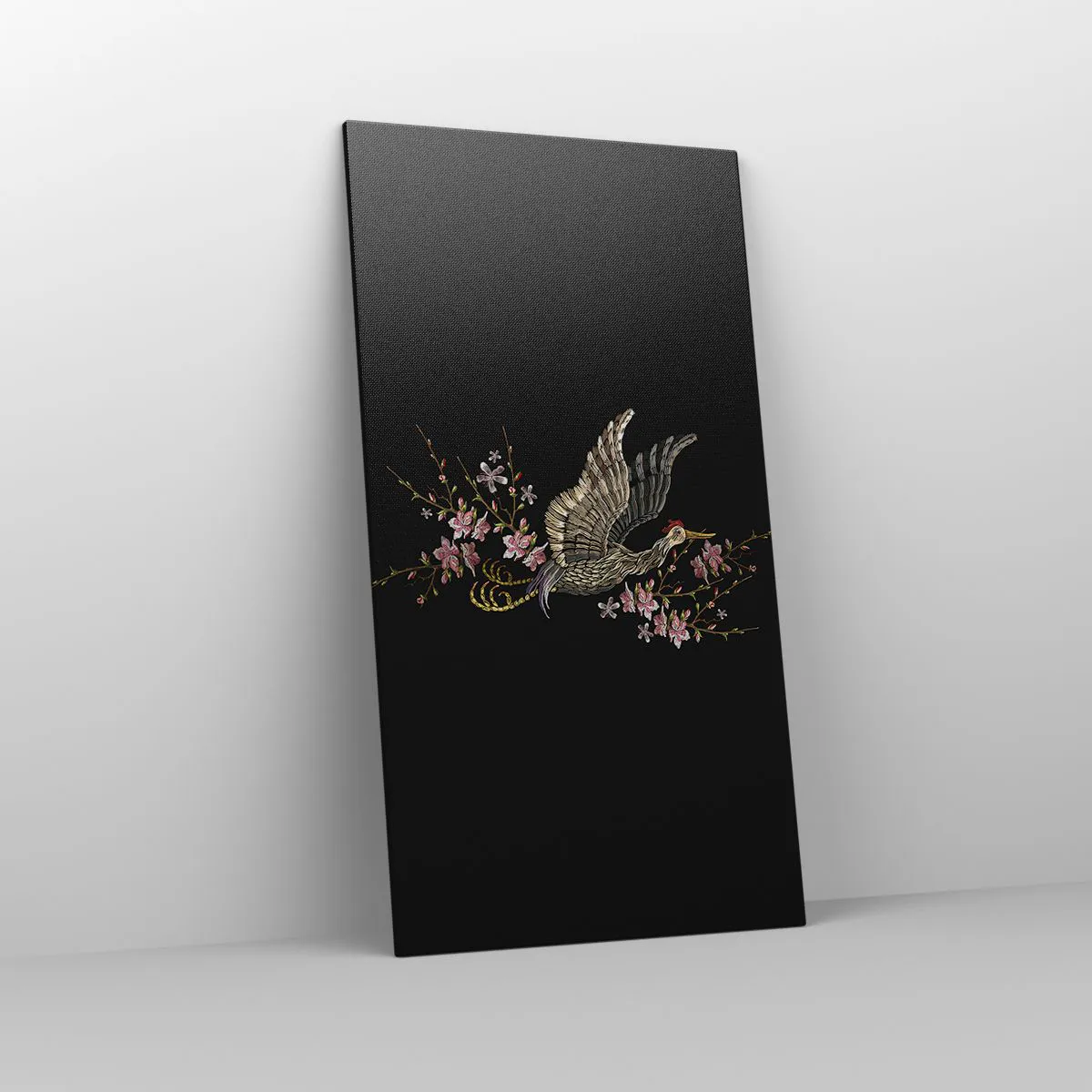 Canvas picture - Exotic, Embroidered Bird - 65x120 cm