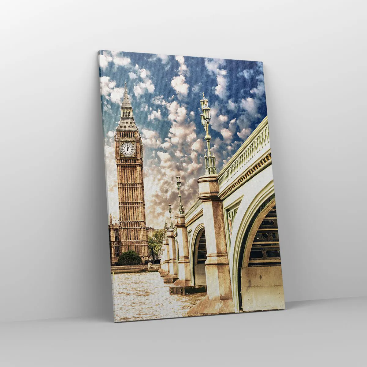 Canvastavla - Bild på duk - Moln över Thames - 70x100 cm