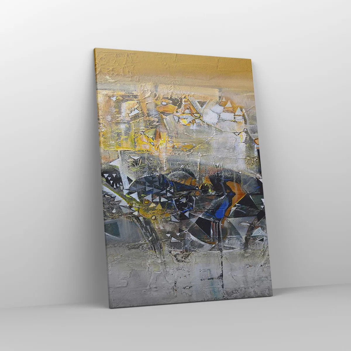 Cuadro sobre lienzo - Impresión de Imagen - Abstracción con tonos dominantes de amarillo y gris. - 70x100cm - Todo se pondrá en su sitio - Decoración de pared moderna para salón y dormitorio ARTTOR