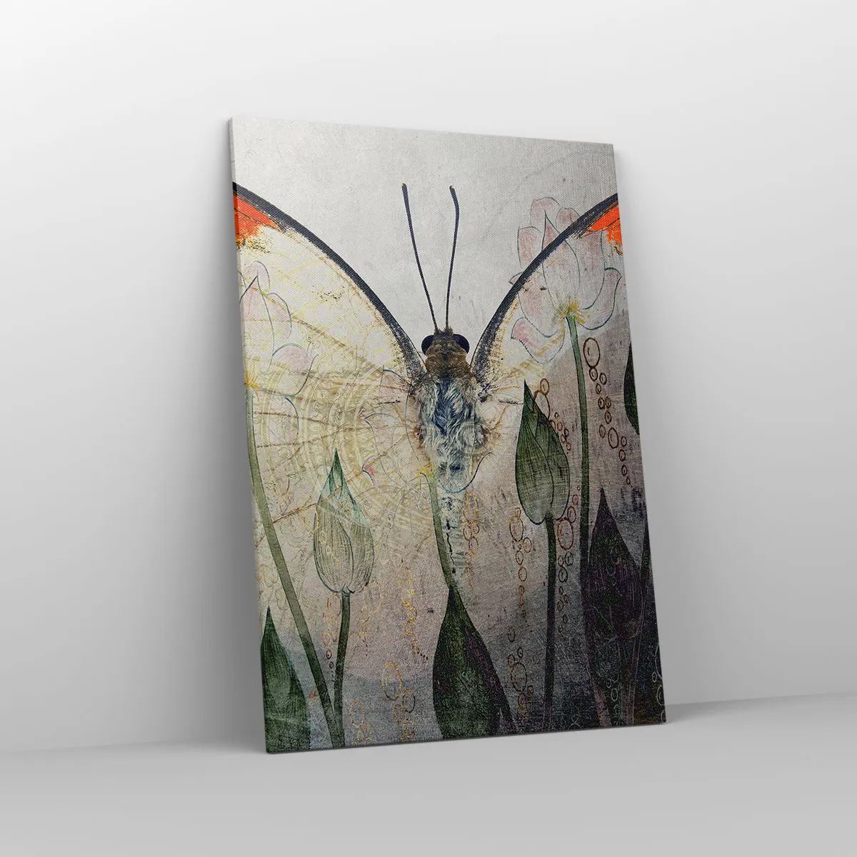 Canvas picture - When a Butterfly is Swinging on the Grass - 70x100 cm