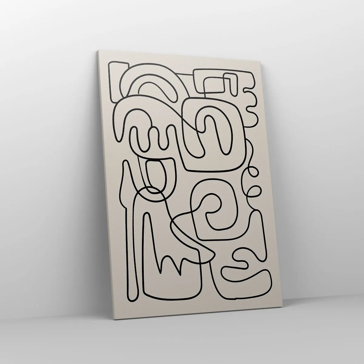 Impression sur toile - Image sur toile - Motif d'art linéaire abstrait en noir sur fond clair - 70x100cm - Suivez les indices - Décoration murale moderne pour le salon et la chambre ARTTOR