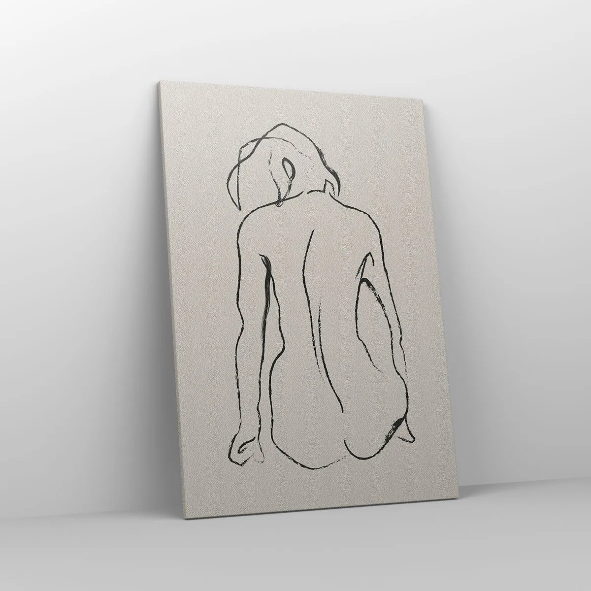 Impression sur toile - Image sur toile - Un croquis subtil de la silhouette d'une fille de dos - 70x100cm - Femme nue - Décoration murale moderne pour le salon et la chambre ARTTOR