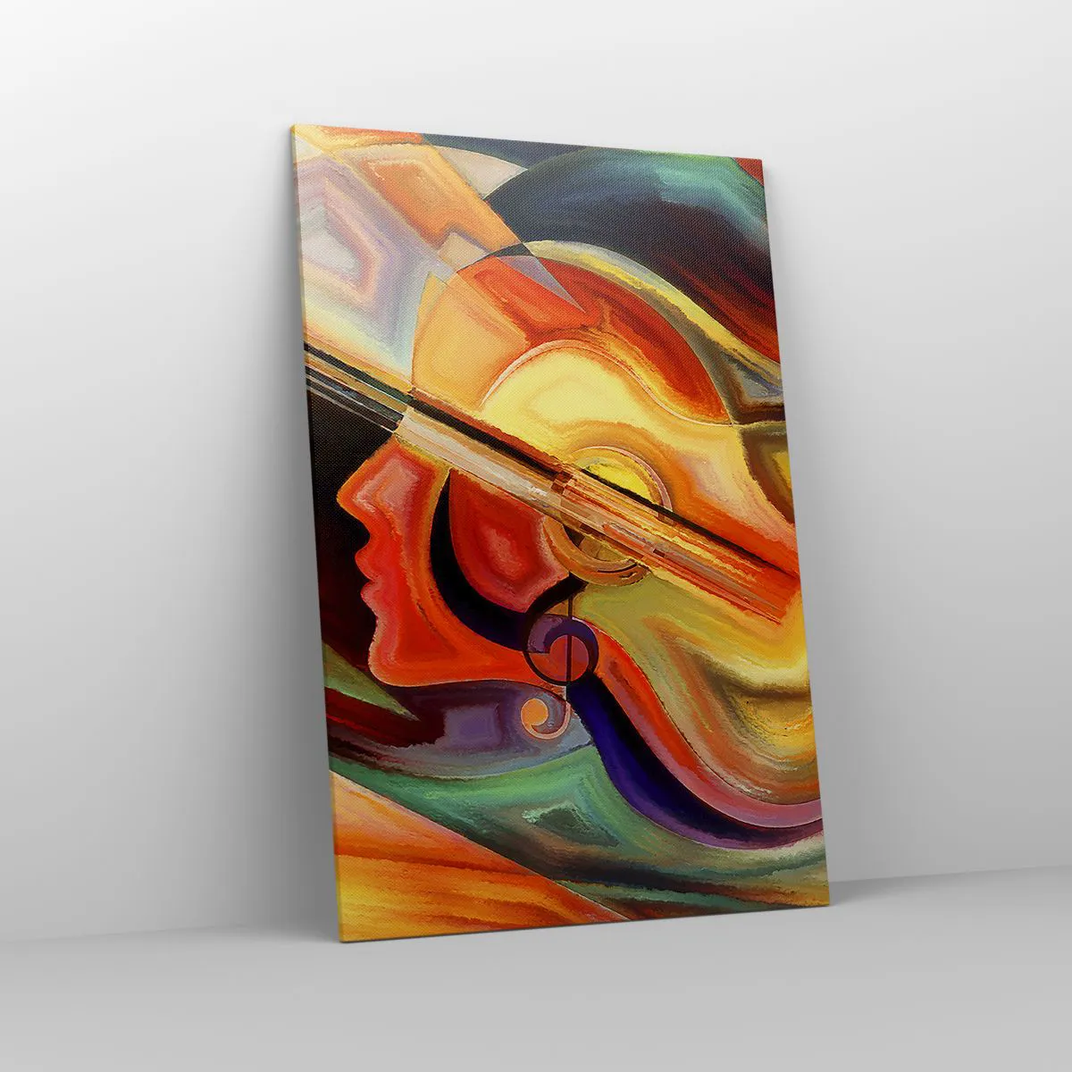 Obraz na płótnie - Kolorowa abstrakcja inspirowana muzyką i gitarą - 80x120cm - Wszystko gra - Nowoczesna dekoracja ścienna do salonu i sypialni ARTTOR