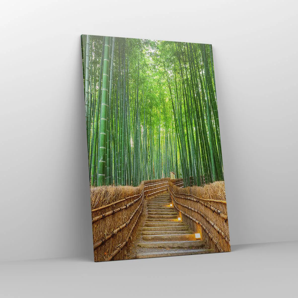 Impression sur toile - Image sur toile - Un chemin dans une dense forêt de bambous - 80x120cm - L'essence de la nature asiatique - Décoration murale moderne pour le salon et la chambre ARTTOR