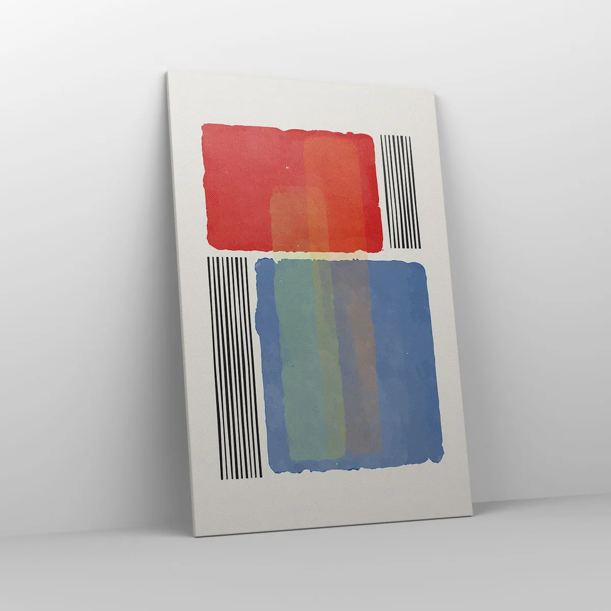 Impression sur toile - Image sur toile - Composition géométrique avec des blocs et des lignes colorés - 80x120cm - Esprit et lettre de la géométrie - Décoration murale moderne pour le salon et la chambre ARTTOR