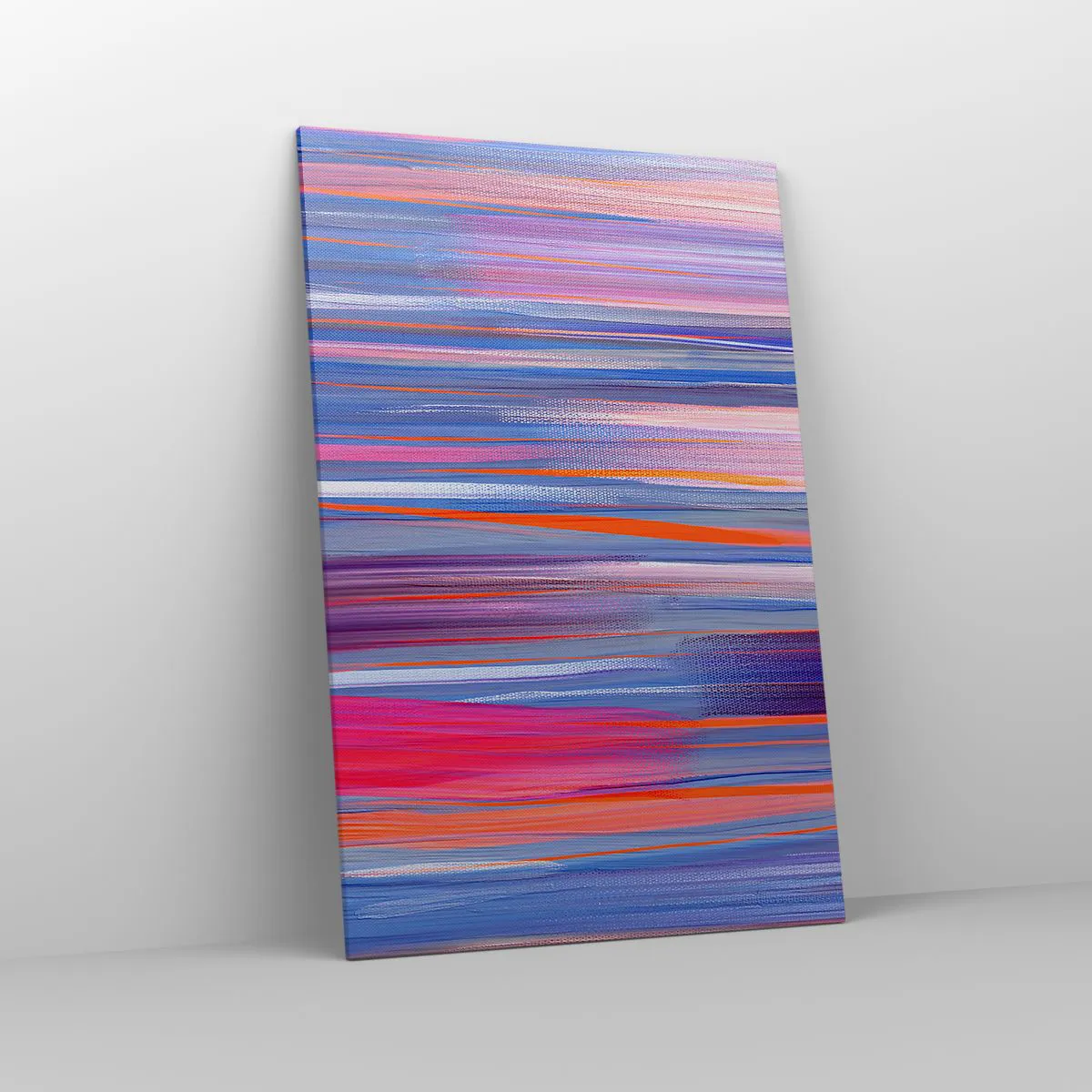 Obraz na płótnie - Abstrakcyjne pionowe linie w odcieniach niebieskiego i różu - 80x120cm - Wtęczowstąpienie - Nowoczesna dekoracja ścienna do salonu i sypialni ARTTOR