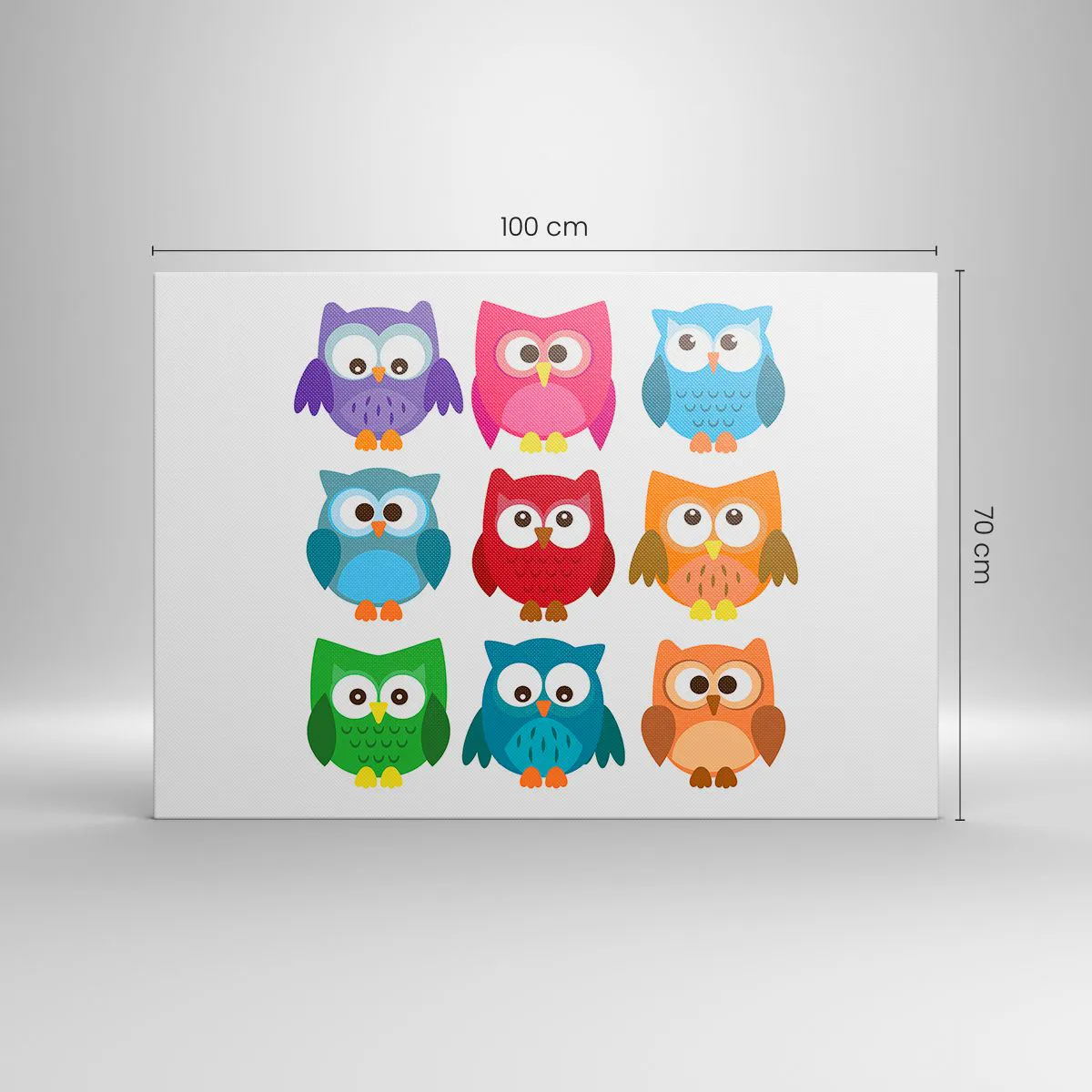 Obraz na płótnie - Kolorowe ilustracje sów w dziecięcym stylu - 100x70cm - Różnić można się zabawnie - Nowoczesna dekoracja ścienna do salonu, kuchni i sypialni ARTTOR